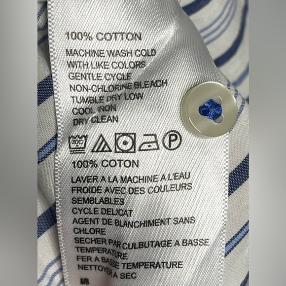 Tommy Bahama Striped White/Blue Long Sleeve Button-Down Island Modern Fit Size L - Picture 6 of 7